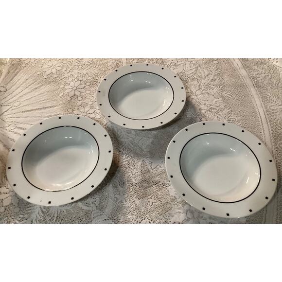 Sasaki "Metropolis Black" David Ehrenreich Large Rim Soup Bowls Set of 3 9.25” - Picture 1 of 12